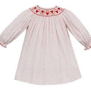 Smocked Valentines Day Polka Dot Dress